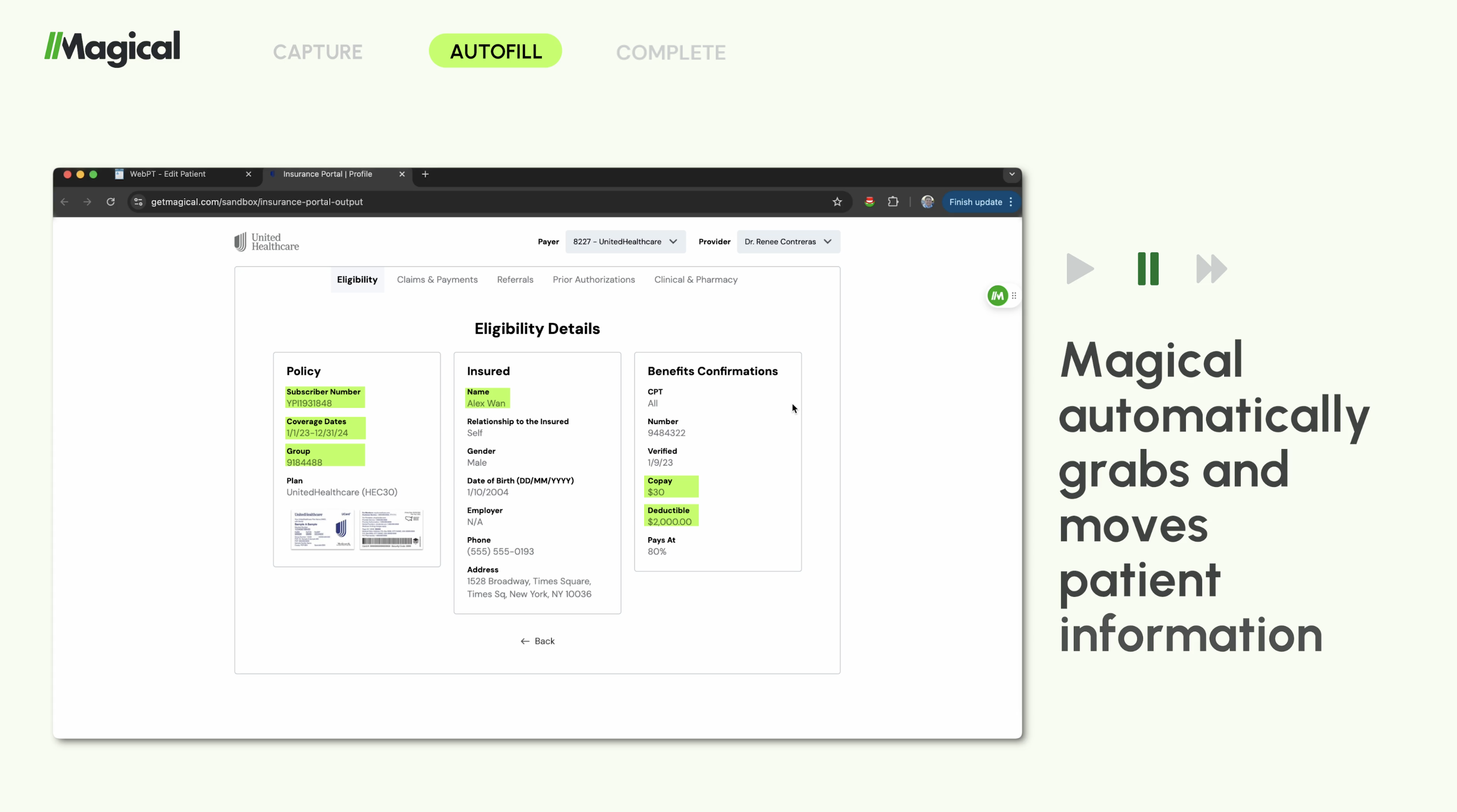 screenshot of Magical AI